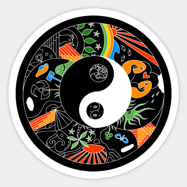 artistic yin and yang doodle Sticker by foxycated